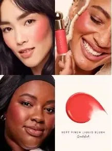 Set di blush Rare Beauty: Blush liquido effetto purè di patate, Blush in polvere che esalta il colore della pelle, con texture fine, facile da applicare e sfumare.