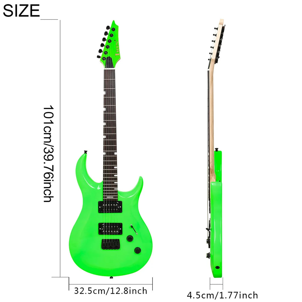IRIN Chitarra elettrica verde 24 tasti 6 corde Doppio pickup Chitarra elettrica Principianti che suonano la chitarra con parte