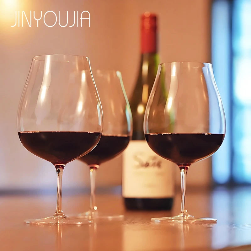 Calice in Cristallo Fatto a Mano JINYOUJIA 15oz/18oz Stile Kimura per Vino Rosso, Birra, Cocktail con Manico Corto, Estremamente Sottile e Impeccabile