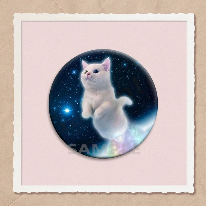 Simpatico e divertente arcobaleno gatto alieno spille con bottoni zaino abbigliamento decorazione spilla cartone animato fantascienza distintivo gioielli regali per bambini