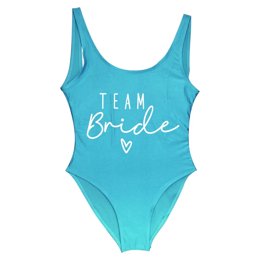 S-3XL Verde Stampa Team Sposa Costume intero Squad Donna Costumi da bagno Addio al nubilato Costume da bagno estivo Beatchwear Costume da bagno
