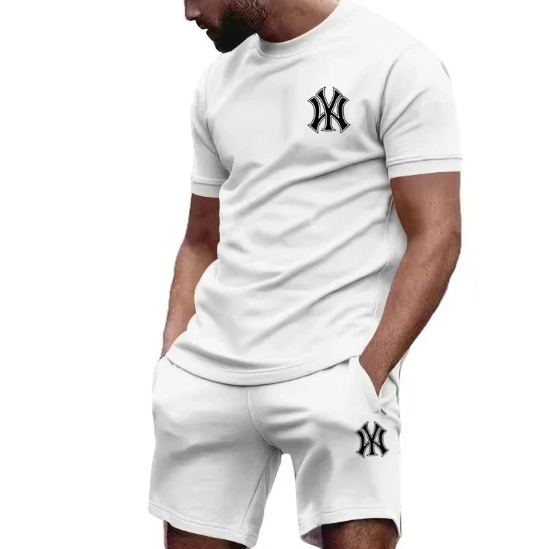 Nuovo set sportivo da uomo 2026 di tendenza: T-shirt a maniche corte e pantaloni per corsa e fitness, ideale per l'estate