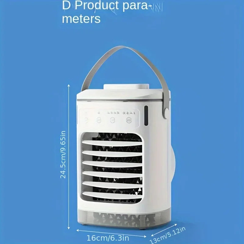 Mini condizionatore d'aria portatile con ventola di raffreddamento a 4 velocità, umidificatore e telecomando - Alimentato tramite USB, adatto per casa e ufficio