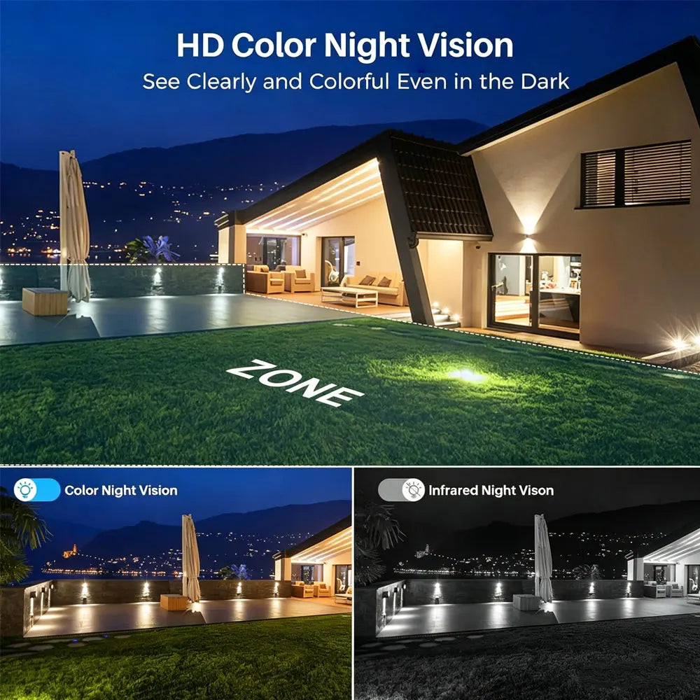 ICAM365 Security Camera Outdoor Waterproof Dual Lens HD 10MP 10X Zoom WiFi CCTV Night Vision Two-Way Intercom PTZ Remote Viewing