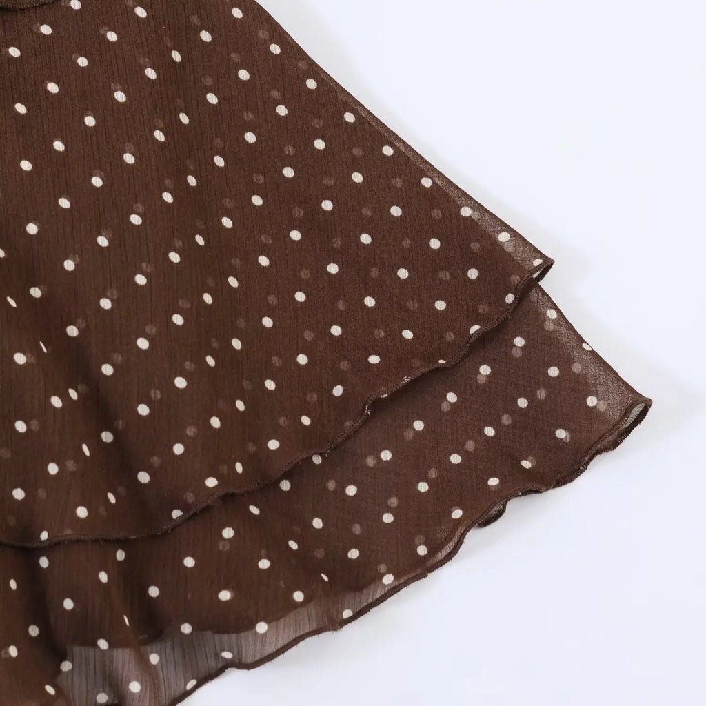 Nuovo Abito Estivo da Donna 2026, Elegante Vestito Chic con Collo a Cascata, Mini Abito Comodo a Pois per Feste e Balli