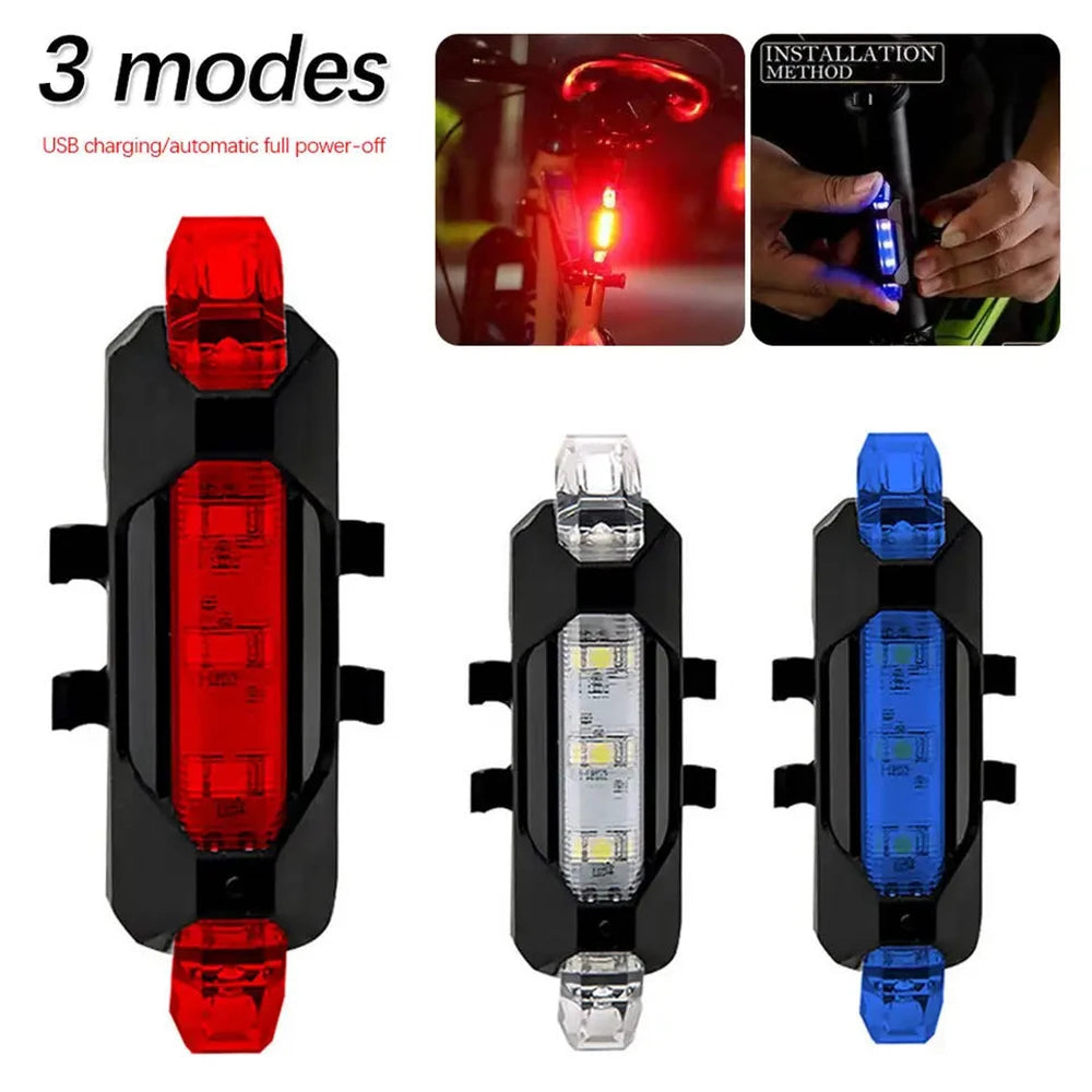 Fanale posteriore per bicicletta USB ricaricabile per mountain bike Luce posteriore per bici impermeabile Lanterna di avvertimento Lampada per bici