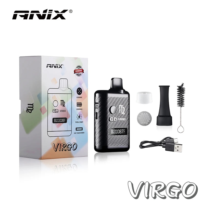 Anix Virgo vaporizzatore per erbe secche 1300mAh controllo della temperatura camera di riscaldamento in ceramica schermo OLED Yocan Hit Vane Xmax Herbal Vape Pen Kit