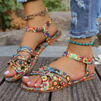 Sandali Gladiatore Retrò Boho – Piatti Taglie Forti Donna