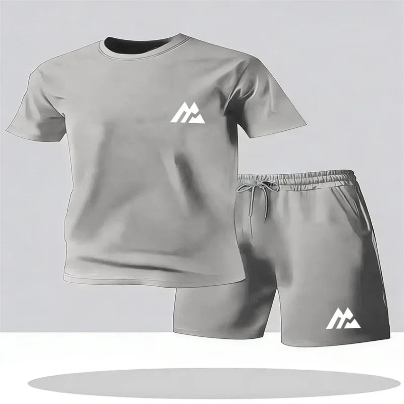 Set Sportivo da Uomo alla Moda, Maglietta a Maniche Corte e Pantaloncini, Completo Sportivo a Collo Tondo, Set 2 Pezzi