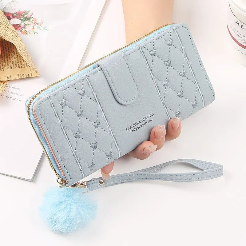 Portafoglio lungo da donna porta carte di credito in pelle Pu portamonete con cerniera Hasp di grande capacità portamonete Multi Card Organizer borsa da polso per cellulare