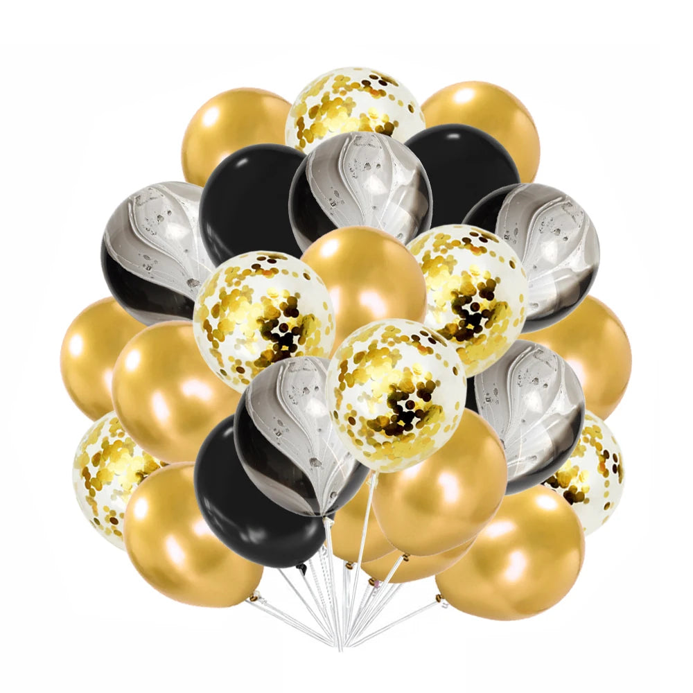 Set di stoviglie usa e getta per compleanno in oro nero, piatti di carta, tazze, tovaglioli, tovaglie, decorazione per feste di buon compleanno per adulti, matrimonio