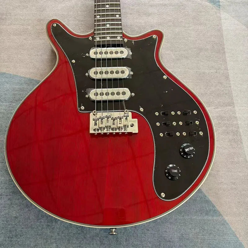 Chitarra elettrica rosso vino a 6 corde, 25 tasti, tre pickup single-coil, per destrorsi, regalo di Natale, spedizione gratuita