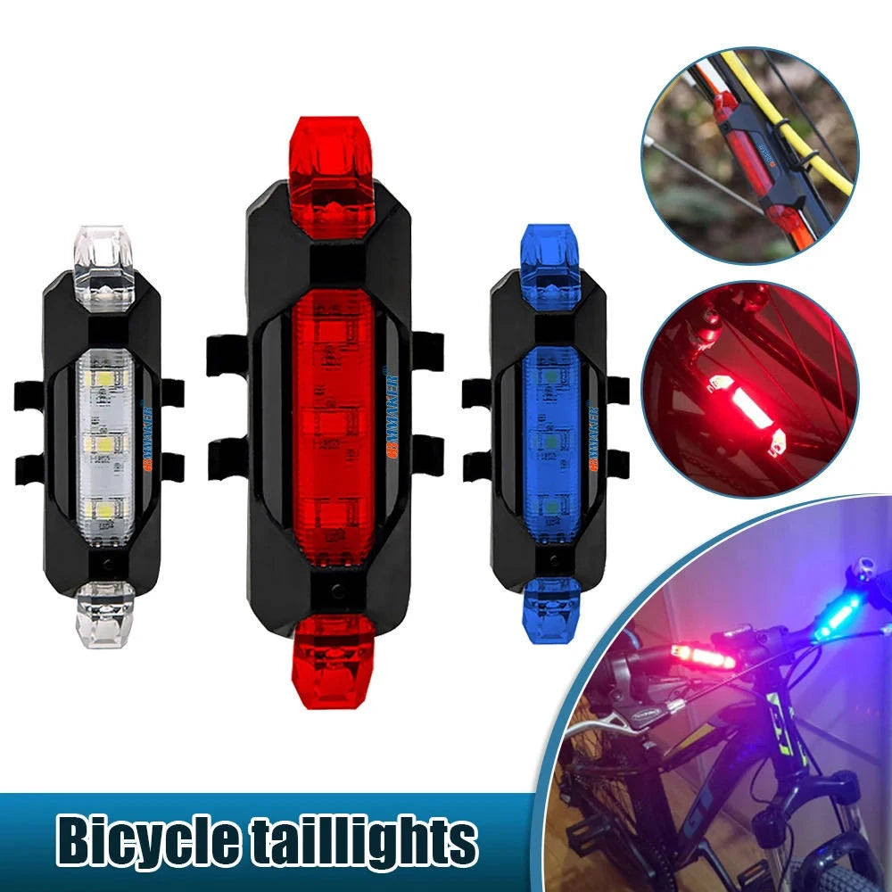 Fanale posteriore per bicicletta USB ricaricabile per mountain bike Luce posteriore per bici impermeabile Lanterna di avvertimento Lampada per bici