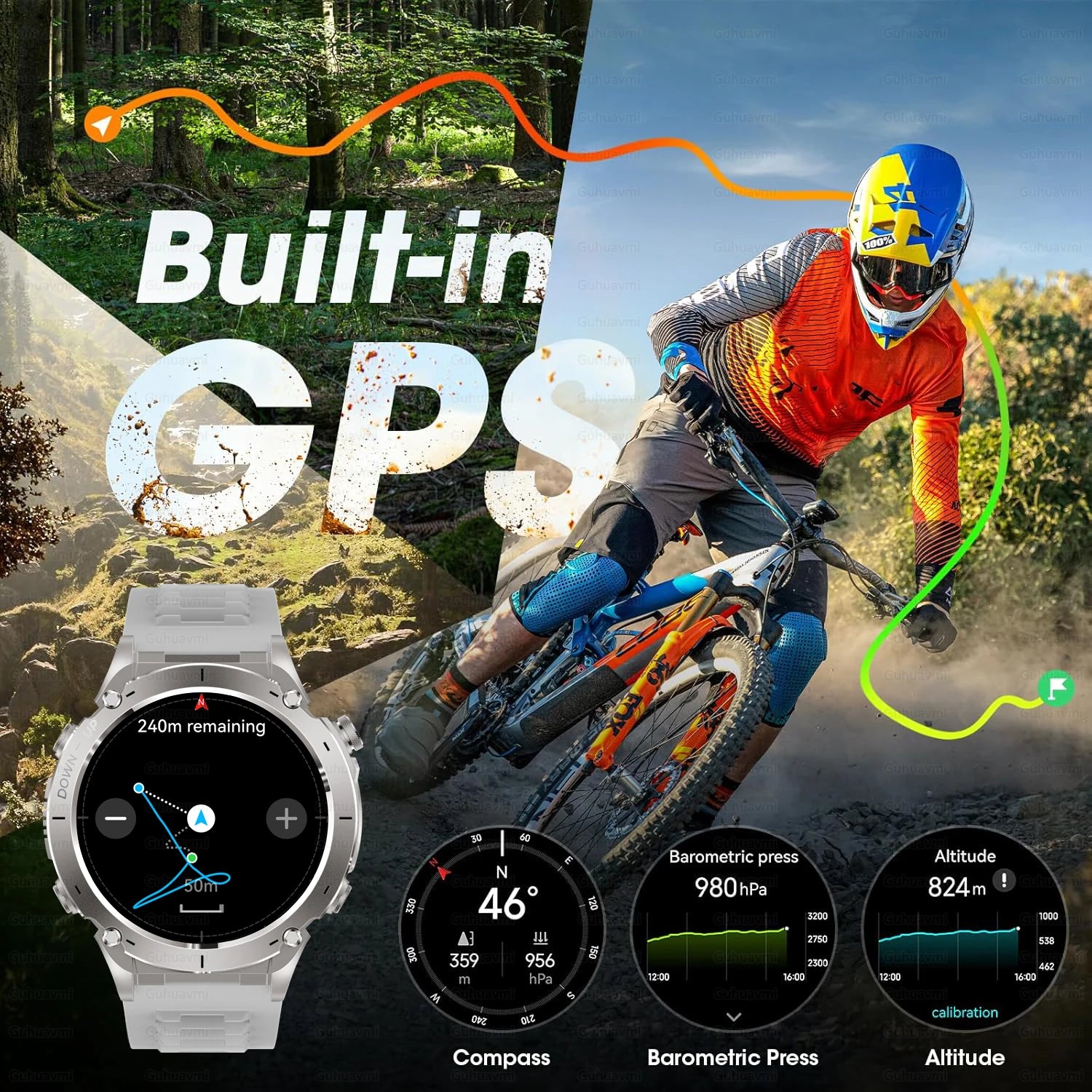 2025 Nuovo originale Stratos 4 GPS Smartwatch 1.43 "AMOLED HD Schermo Bussola Altimetro barometrico Torcia Chiamate vocali SmartWatch