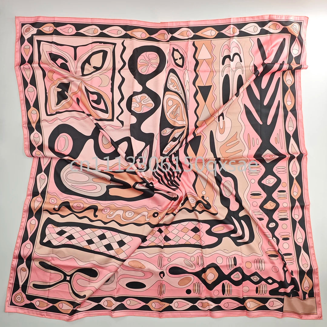 Costumi da bagno da donna rosa con foulard e logo a lettere, set bikini con foulard e fascia per capelli, abbigliamento da spiaggia