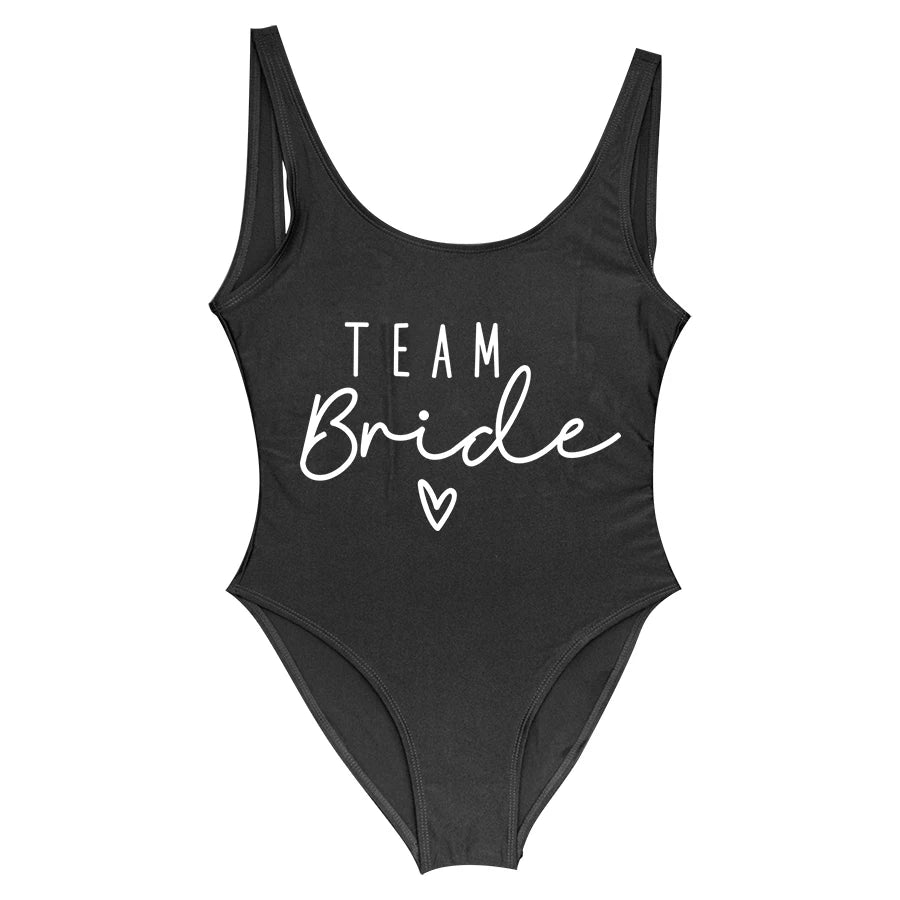 S-3XL Verde Stampa Team Sposa Costume intero Squad Donna Costumi da bagno Addio al nubilato Costume da bagno estivo Beatchwear Costume da bagno