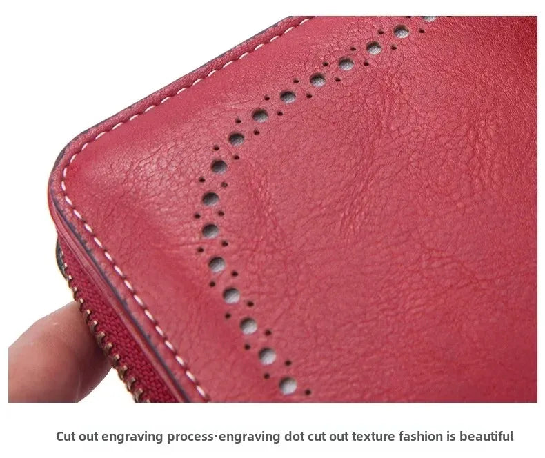 Portafoglio da donna di alta qualità, antifurto, in pelle, con cerniera lunga, grande, pochette da donna, porta carte.