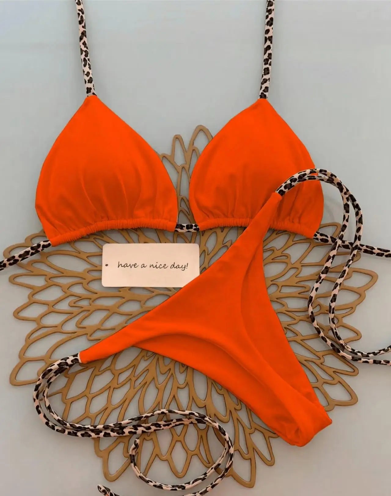 Bikini Donna 2026 Costume da Bagno Vacanza al Mare Stampa Leopardata Sexy Set Bikini Beachwear Costume da Bagno Perizoma Biquini