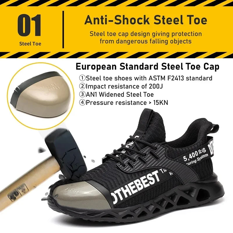 Scarpe antinfortunistiche da uomo per scarpe da ginnastica da lavoro donna uomo scarpe da lavoro con punta in acciaio scarpe protettive di sicurezza leggere anti-sfondamento anti-perforazione