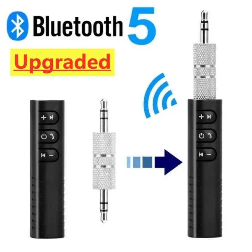 Ricevitore Bluetooth 5.0 per Auto con Jack AUX 3.5mm, Kit Audio Stereo, Trasmettitore per Altoparlanti, Adattatore Wireless con Microfono