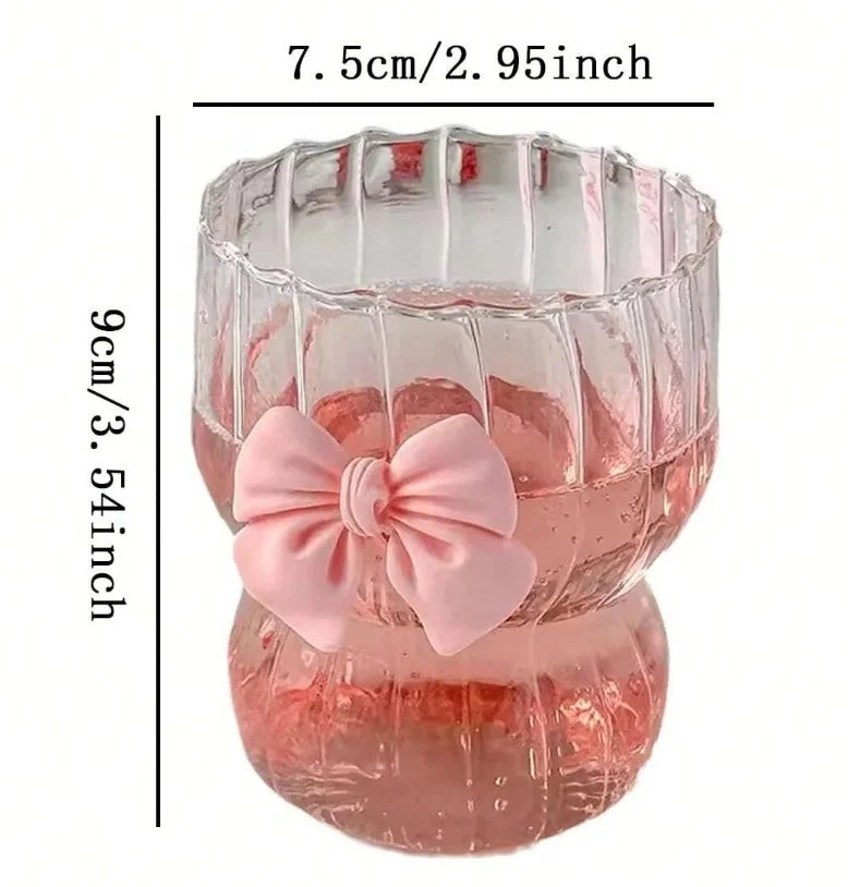 1 pz carino fiocco tazza di vetro tazze di acqua a strisce trasparenti tazza di caffè d'acqua a strisce per birra bevande al latte cocktail acqua potabile strumento