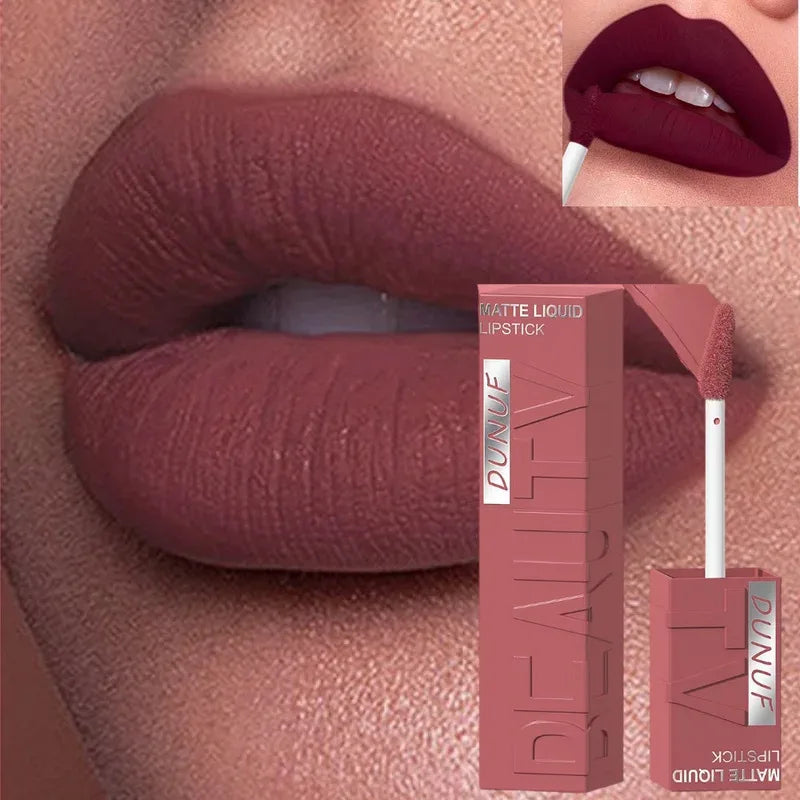 Lucidalabbra opaco in velluto velluto opaco liscio rossetto rimpolpante dimensionale facile da applicare lucidalabbra a tubo quadrato impermeabile tre