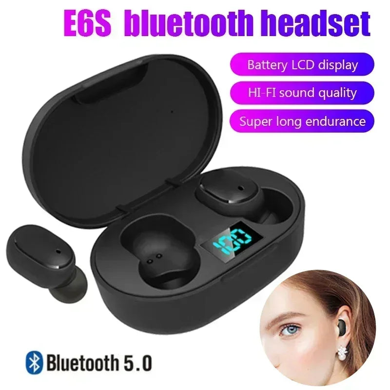 Auricolari Bluetooth wireless E6S Auricolare Bluetooth TWS Auricolari wireless Auricolari con cancellazione del rumore con cuffie con microfono