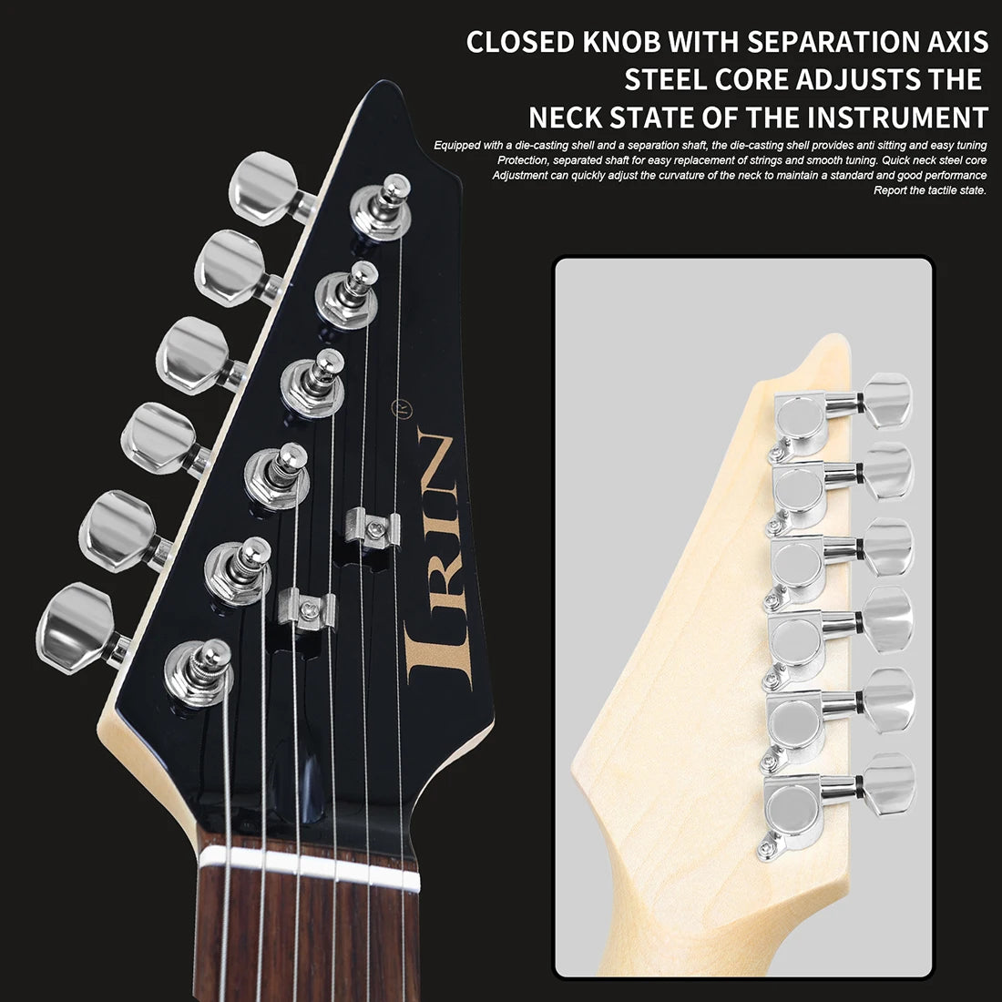 IRIN Chitarra elettrica a 6 corde 24 tasti Tecnologia corpo in acero Tastiera in legno Guitarra elettrica con cavo chiave per borsa