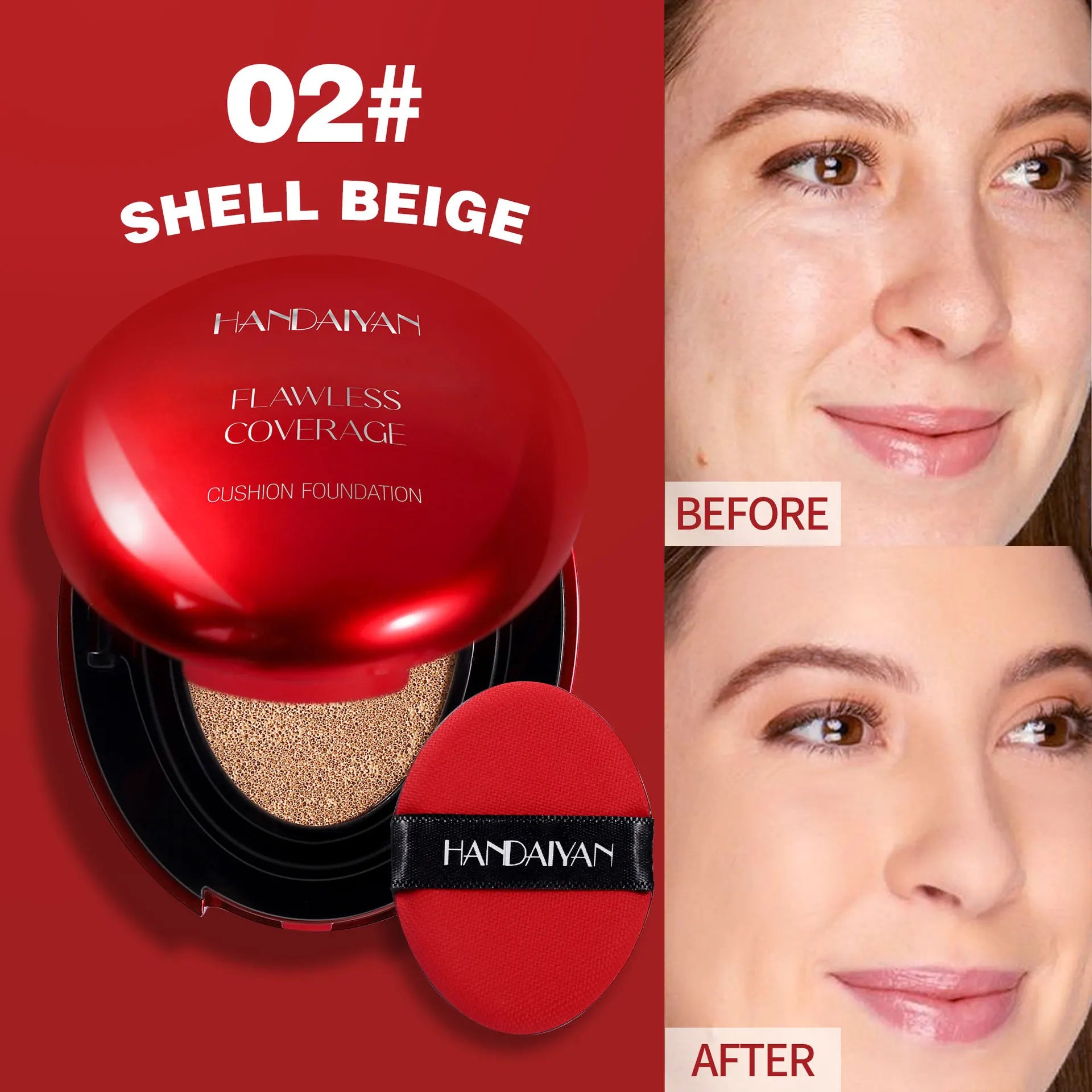Fondotinta coreano Air Cushion - Correttore idratante naturale leggero Base per trucco a lunga durata per donna con controllo dell'olio sbiancante