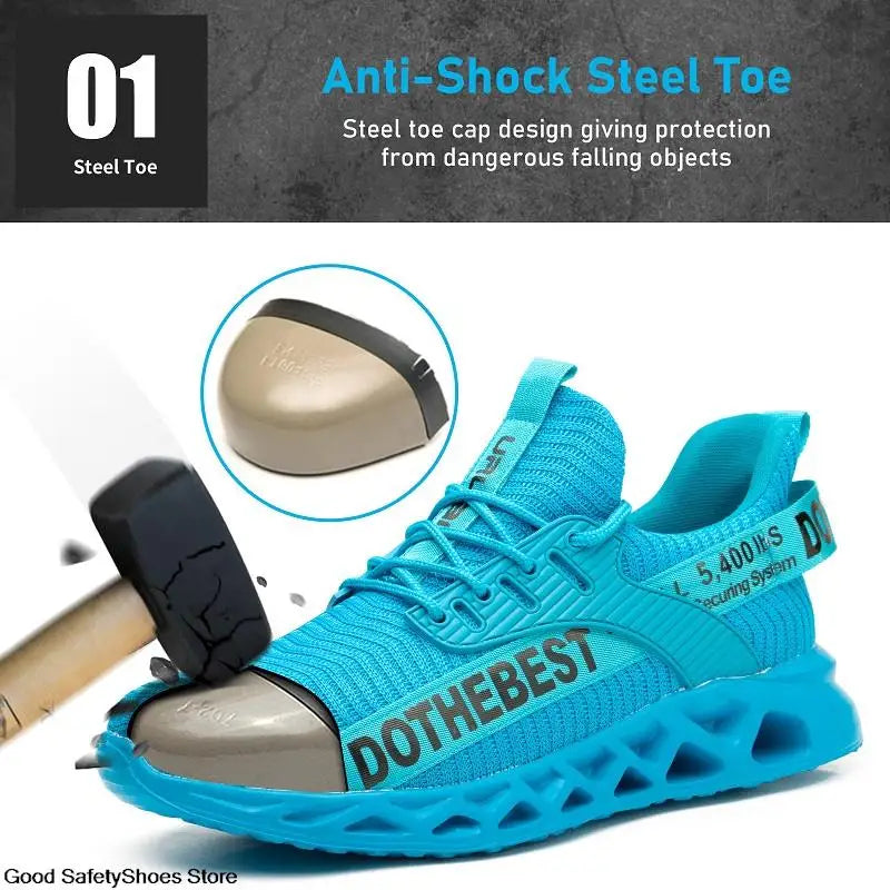 Scarpe antinfortunistiche da uomo per scarpe da ginnastica da lavoro donna uomo scarpe da lavoro con punta in acciaio scarpe protettive di sicurezza leggere anti-sfondamento anti-perforazione