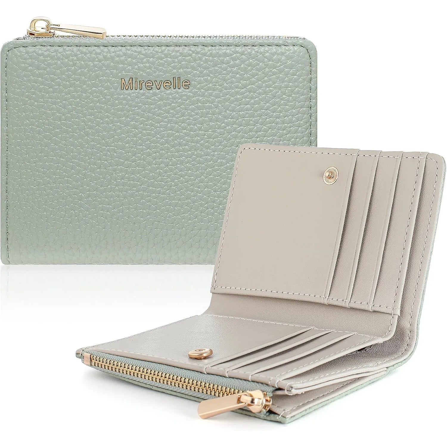 Portafoglio Sottile Bifold da Donna, Porta Carte in Ecopelle con Blocco RFID e Tasca Portamonete con Cerniera per Uso Quotidiano e Viaggi