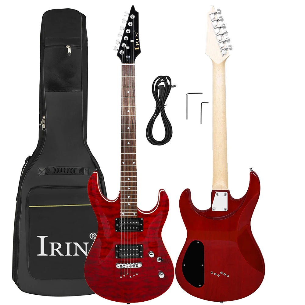 IRIN Chitarra elettrica a 6 corde 24 tasti Tecnologia corpo in acero Tastiera in legno Guitarra elettrica con cavo chiave per borsa