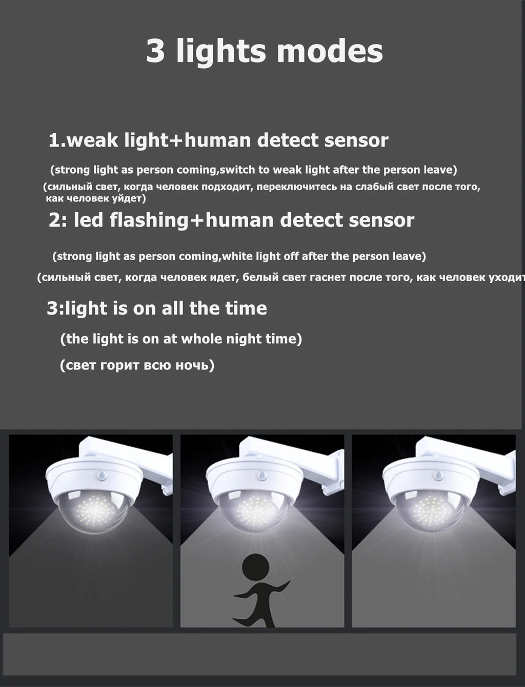 dummy Surveillance fake camera smart outdoor solar battery powered human motion detect flashing light cctv home security cam