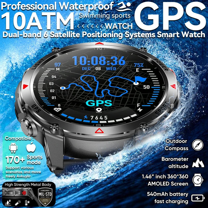 T-Rex 3 Pro Grado Militare AGPS Smart Watch 10ATM Impermeabile Dual-band GNSS Bussola Altimetro AMOLED Swim Sport Smart Watch da uomo
