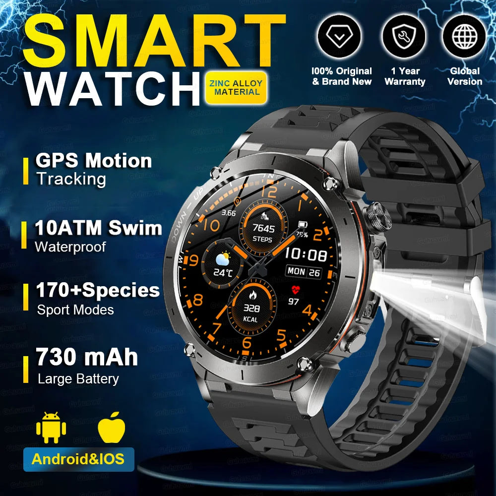 2025 Nuovo originale Stratos 4 GPS Smartwatch 1.43 "AMOLED HD Schermo Bussola Altimetro barometrico Torcia Chiamate vocali SmartWatch
