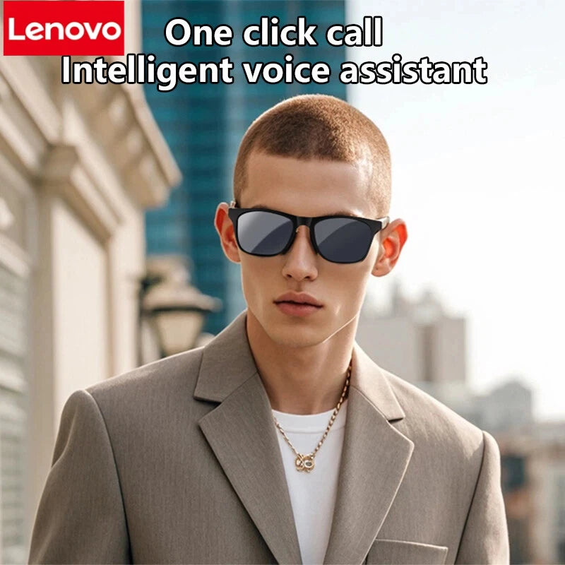 Occhiali intelligenti Lenovo AI con controllo remoto, fotografia touch, assistente vocale, chiamate Bluetooth wireless, cuffie per uomo e donna, idee regalo