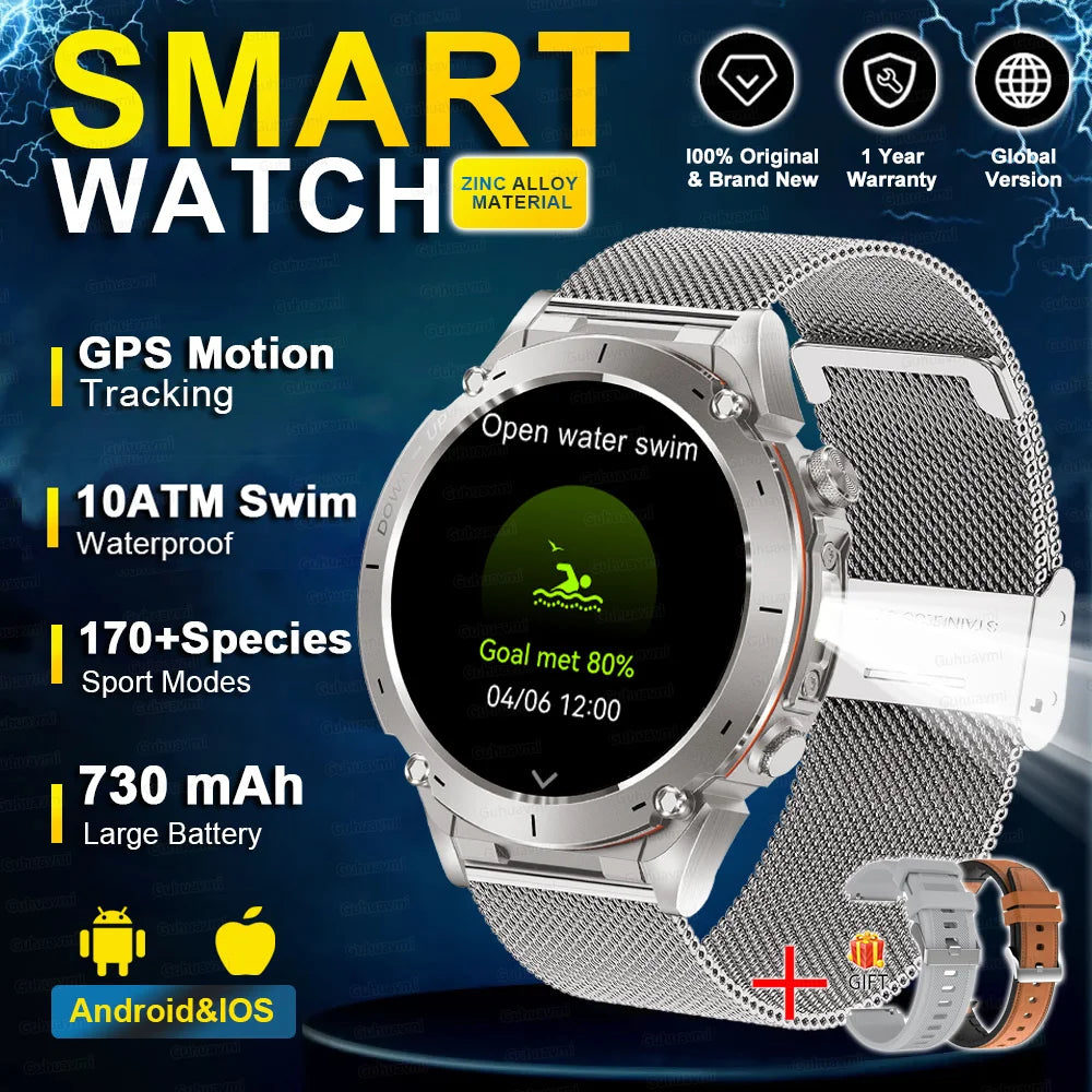 2025 Nuovo originale Stratos 4 GPS Smartwatch 1.43 "AMOLED HD Schermo Bussola Altimetro barometrico Torcia Chiamate vocali SmartWatch