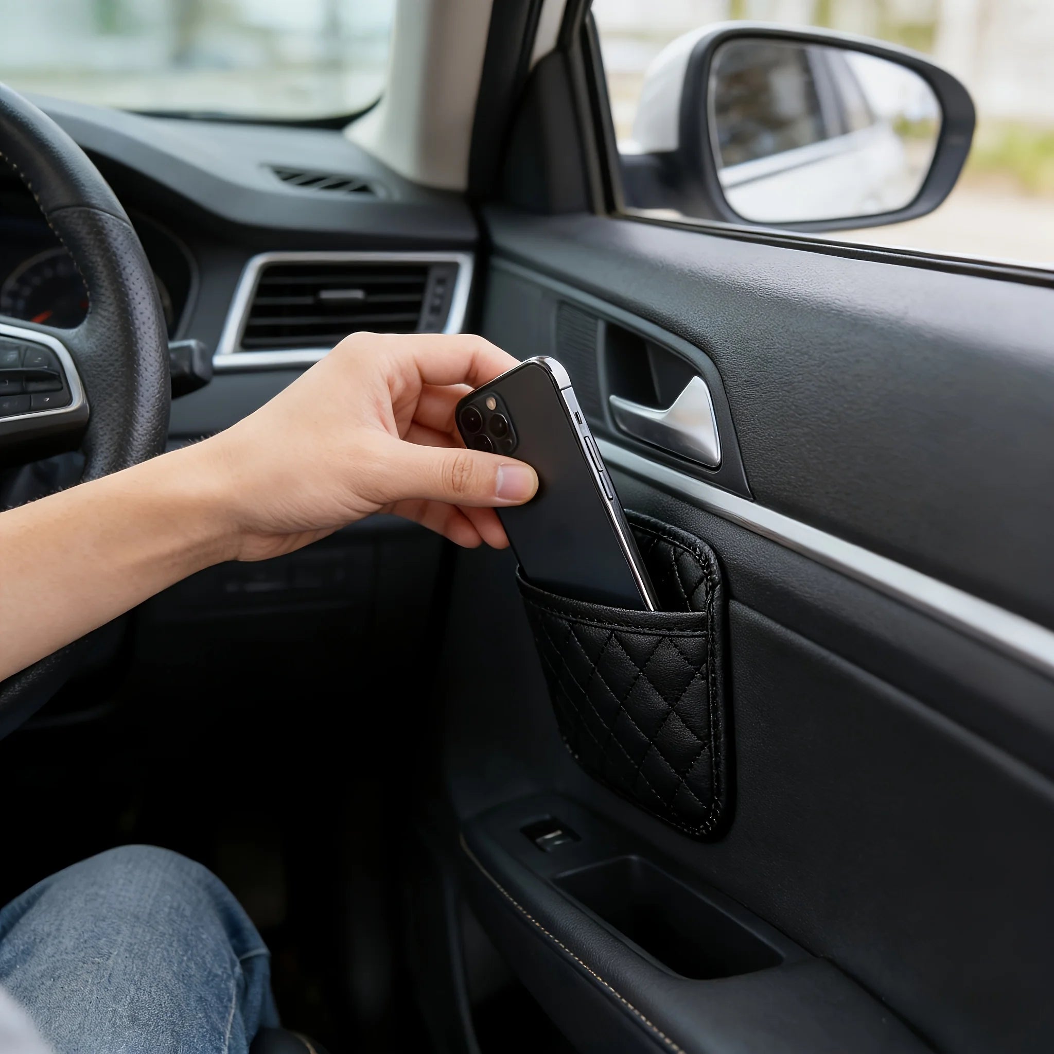 Accessori Auto per Uomo - Organizzatore per Sedile Auto in Pelle PU, Porta Cellulare e Occhiali da Sole, Porta Documenti Impermeabile