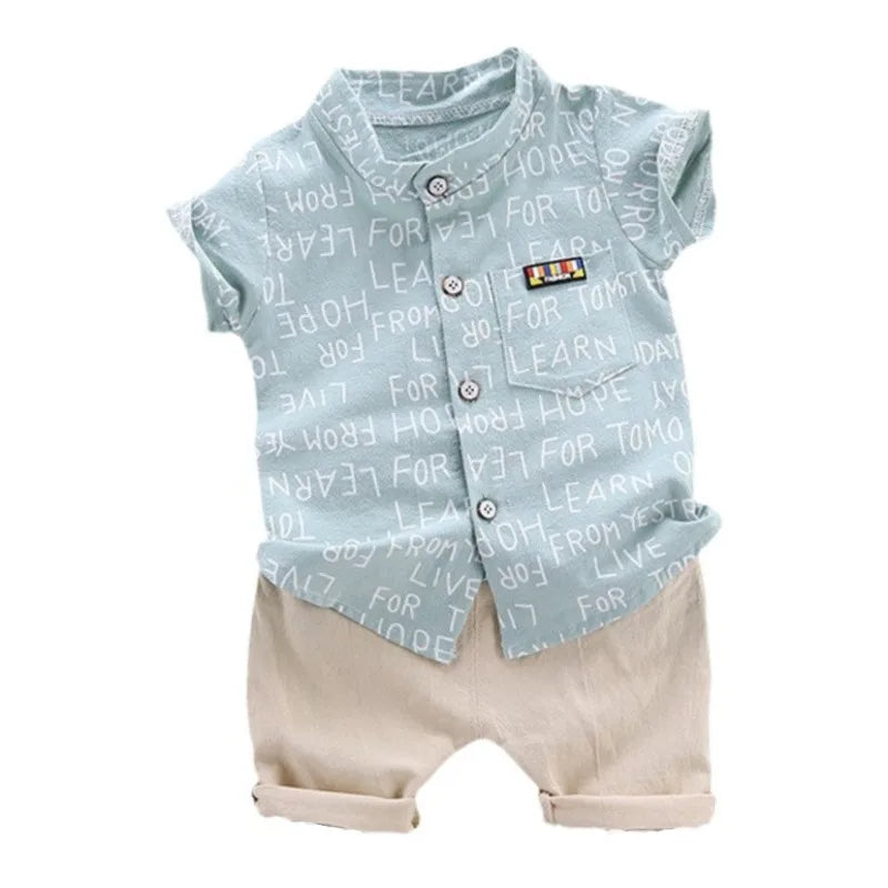 Nuova estate neonati maschi vestiti vestito bambini moda lettera camicia pantaloncini 2 pezzi/set bambino costume casual tute per bambini infantili
