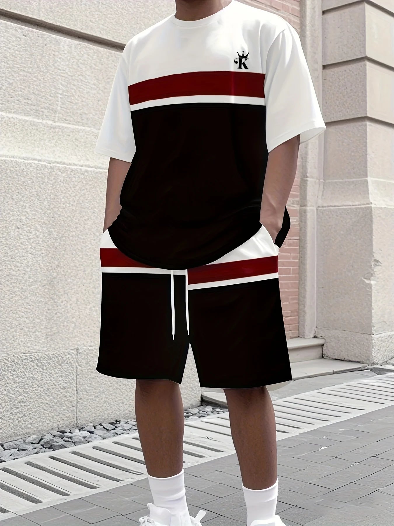 Completo Sportivo da Uomo Due Pezzi: T-Shirt Girocollo a Maniche Corte e Pantaloncini - Abbigliamento da Corsa Uomo Taglie Forti - T-Shirt Estiva da Uomo