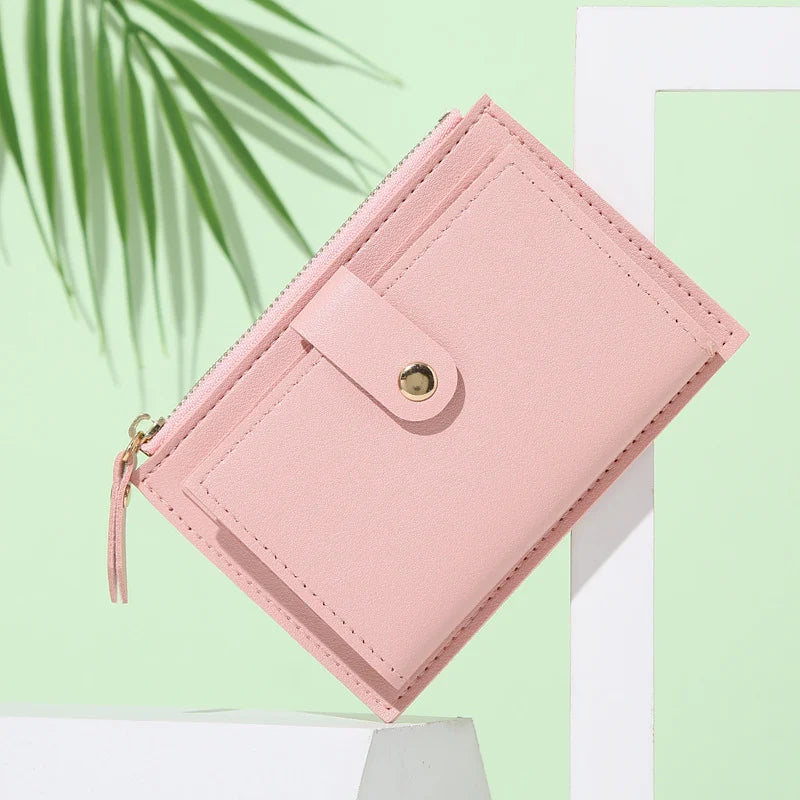 Portafogli da donna Borsa da donna in pelle PU Mini Hasp Porta carte multi-carta solida Portafogli corti Portafoglio piccolo sottile con cerniera Hasp