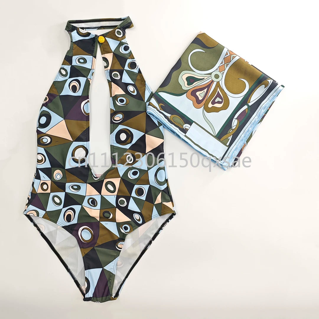 Costumi da bagno da donna rosa con foulard e logo a lettere, set bikini con foulard e fascia per capelli, abbigliamento da spiaggia