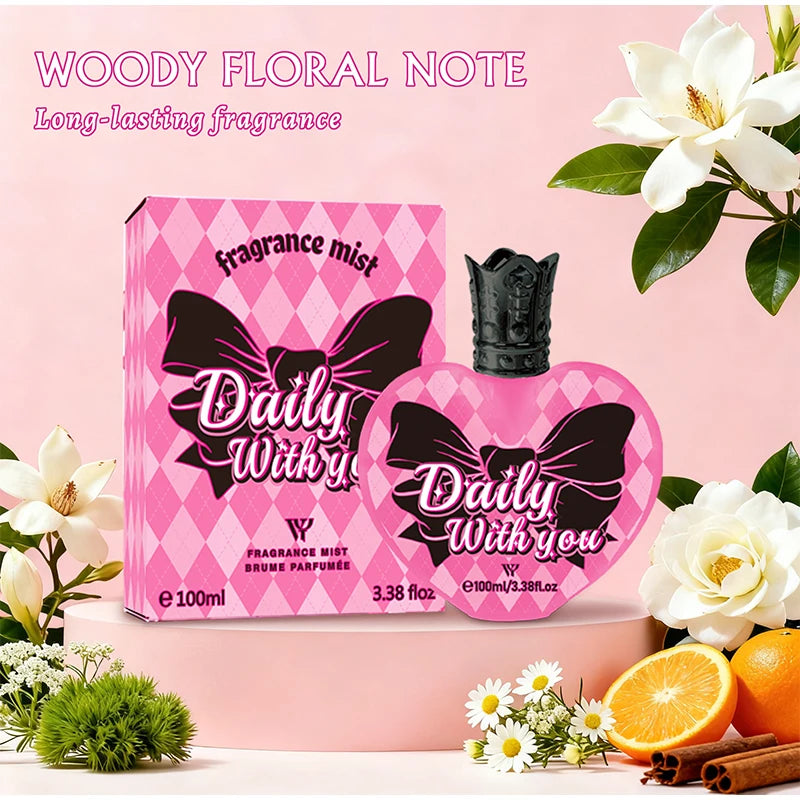 Creative Brand Unisex Heartshaped Perfume Fresh Natural Orange Berry Woody Rose Light Perfume Sweet Girlish Love Fragrance Spray