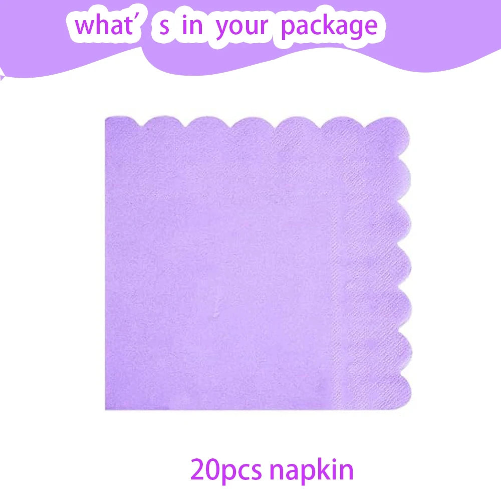 Piatti per feste usa e getta a forma di petalo viola chiaro blu da 7/9 pollici Ragazze Rosa Decorazione di compleanno per matrimoni Forniture per feste per baby shower