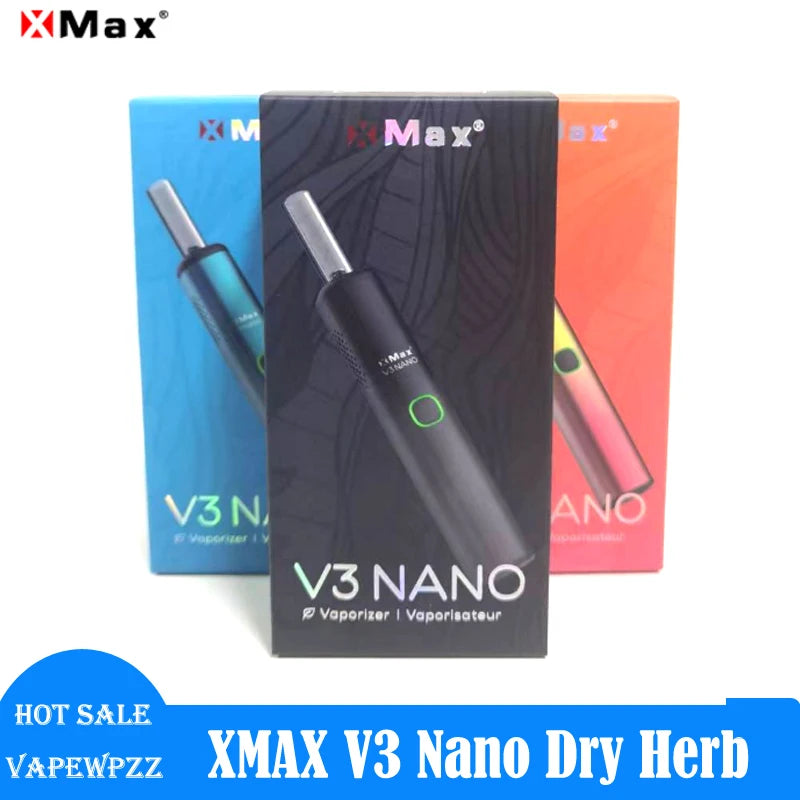 Nuovo Arrivo XMAX V3 Nano Kit Vaporizzatore per Erbe Secche con Batteria Integrata da 1000mAh, Riscaldamento Ibrido, Bocchino in Vetro, Penna Vape TC, Sigarette Elettroniche