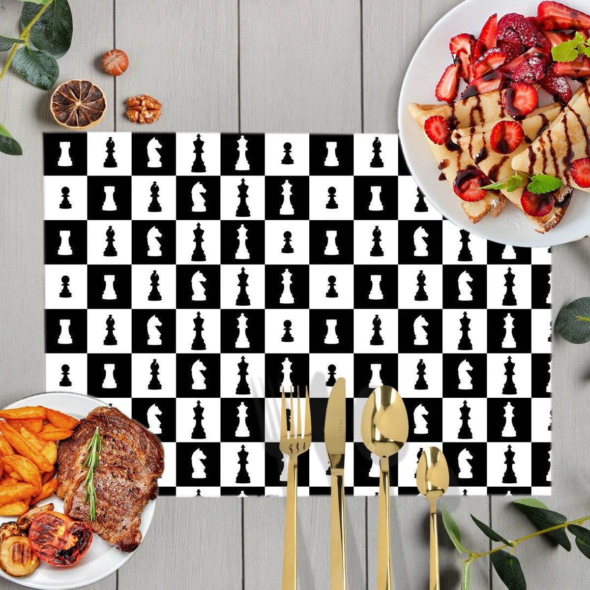 Chess Player Game Print Table Mats for Dining Checkmate Chess Fans Coffee Coaster Kitchen Dish Pads tovaglietta impermeabile in lino