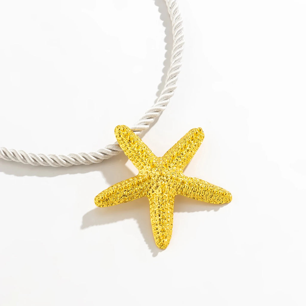 IngeSight.Z Collana con ciondolo grande stella marina esagerata per donna Collana girocollo con catena a corda spessa bianca punk Regalo di gioielli per feste