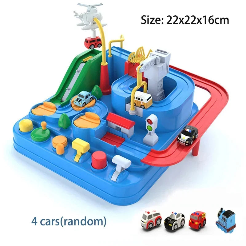 Modello di auto ferroviaria da corsa Giocattoli educativi Pista per bambini Gioco di avventura Cervello Meccanico Interattivo Treno Animali Giocattolo razzo spaziale