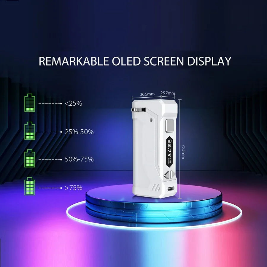 Originale Yocan UNI Pro Box Mod batteria integrata da 650mAh Display OLED 510 Thread 10 secondi sigaretta elettronica Pre-calore Vape