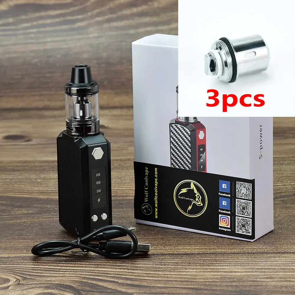 wolfcoolvape Kit scatola Vape Mod da 80 W con batteria da 2200 mAh Display a LED Vaporizzatore Kit iniziale per sigaretta elettronica Penna Vape per vapori